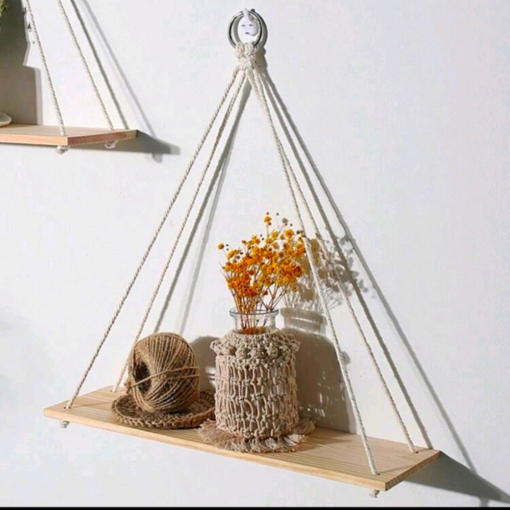 Natural Hanging Wall Shelf Cream Macrame Boho Neutral Wall Shelf Beach Decor